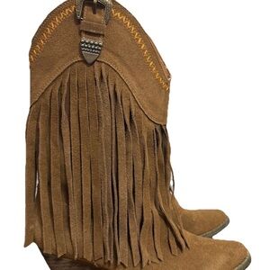 Wild West Style Very Volatile Hillside Tan Brown Fringe  Boots Size 6.5-7.5